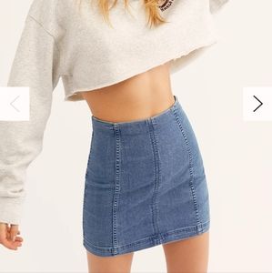 NWOT Free People Modern Femme Denim Mini Skirt Hickory Size 6